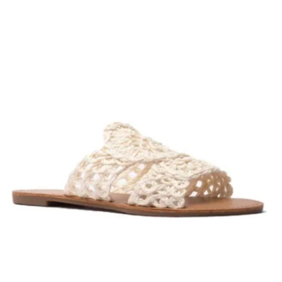 !! NEW !! Woven Raffia Slide Sandals in Deep Coral - Picture 5 of 7